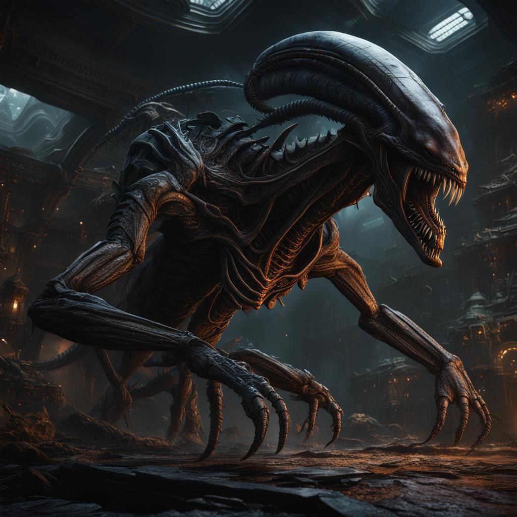 Detailed Queen Xenomorph Fantasy Concept Art