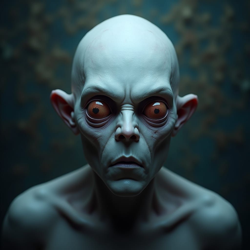 Haunting Pale Creature with Unsettling Expression