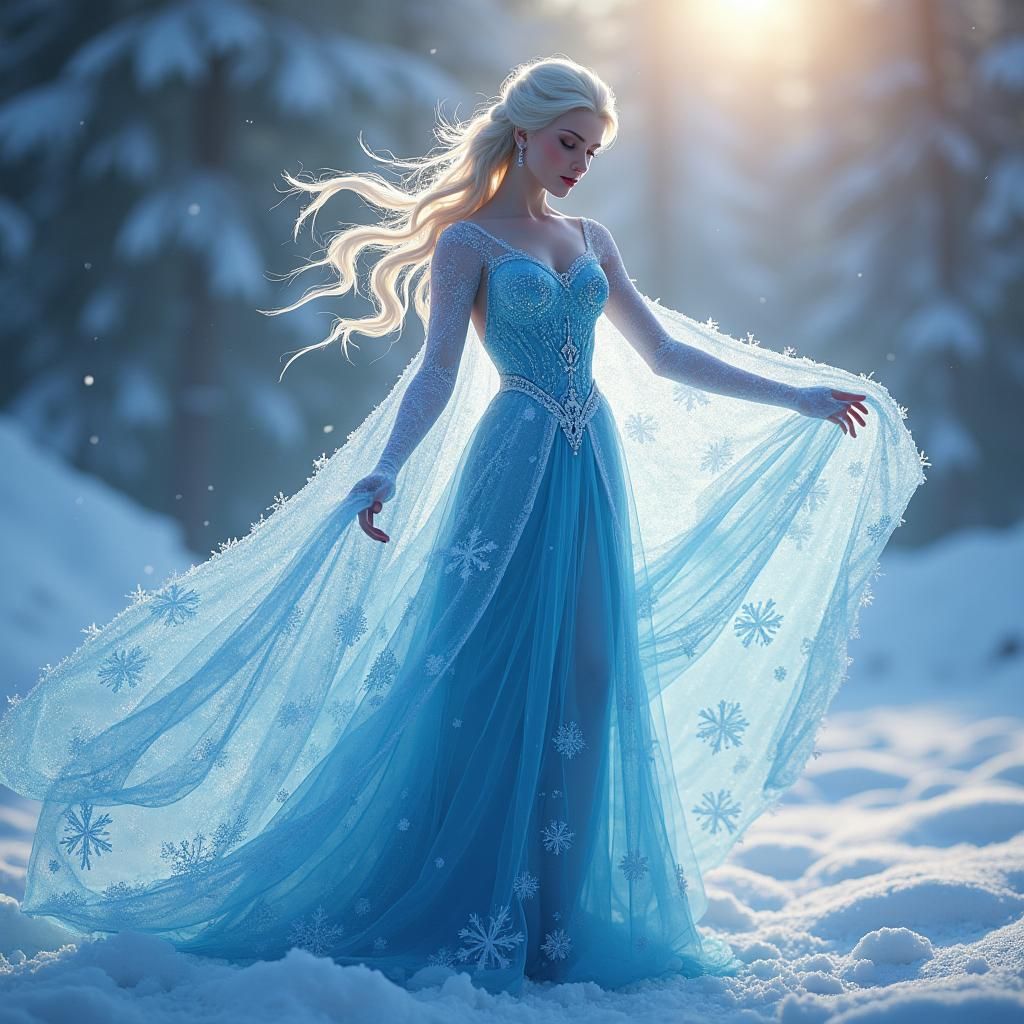 Majestic Snow Queen Elsa Digital Artwork
