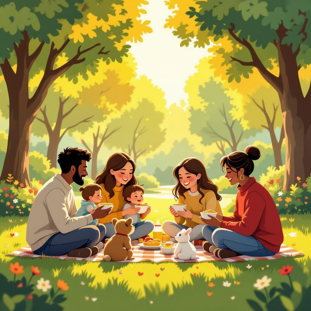 Diverse Community Sharing Joy in Sunlit Park