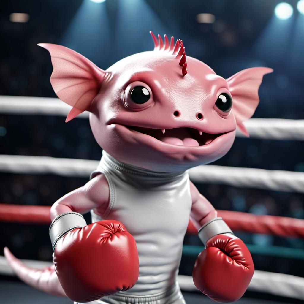 Cartoon Axolotl Ready to Box