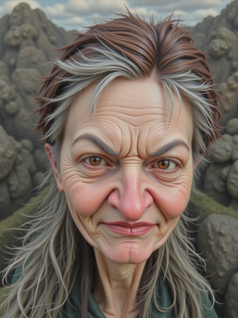 Chubby Cheeked Demon Portrait in Crimson