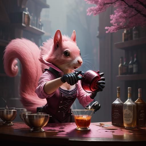 Pink Squirrel Bartender Makes a Pink Squirrel Drink