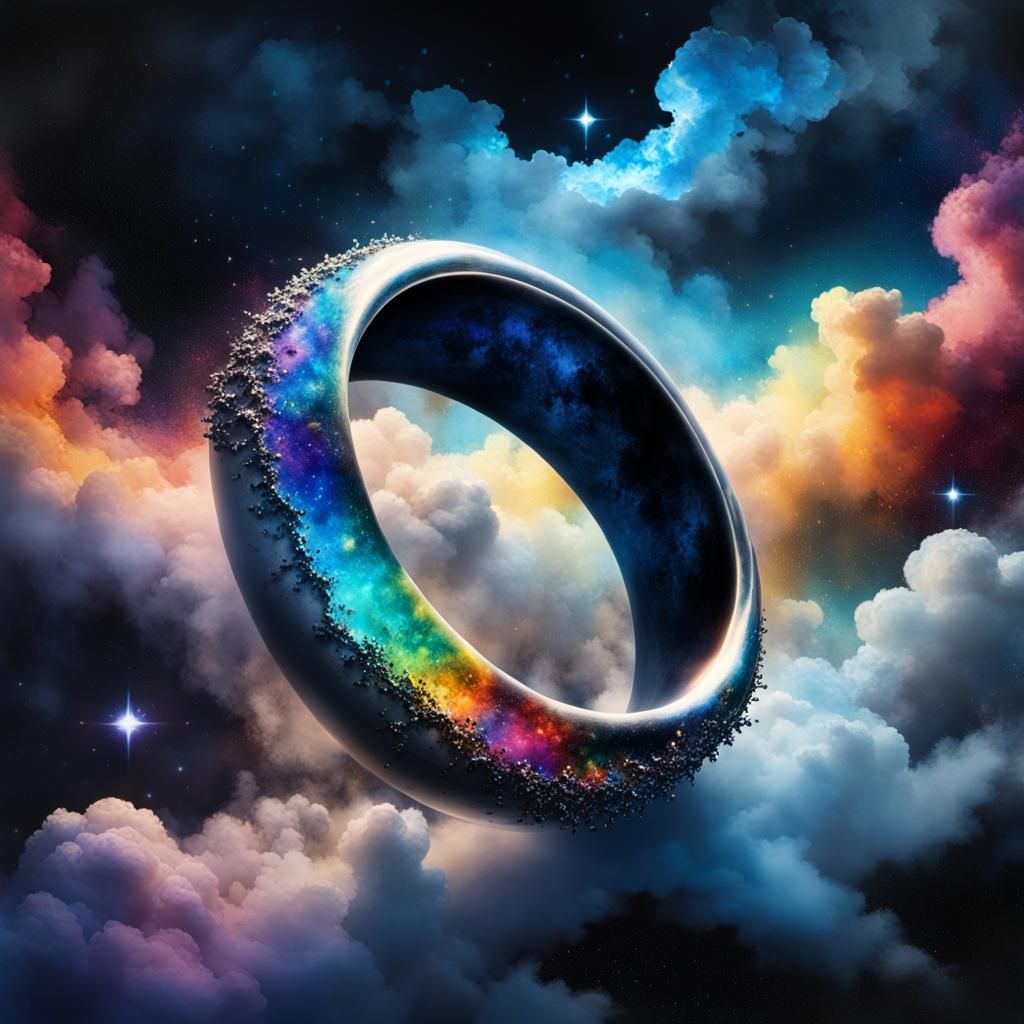 Futuristic Ring in Space: Impressionist Painting