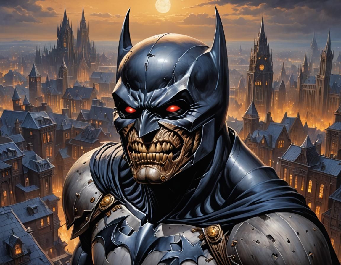 Batman and Eddie Fusion on Gotham Roofs