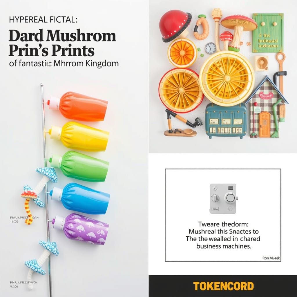 Surreal Mushroom Metropolis in Vibrant Hyperreal Style