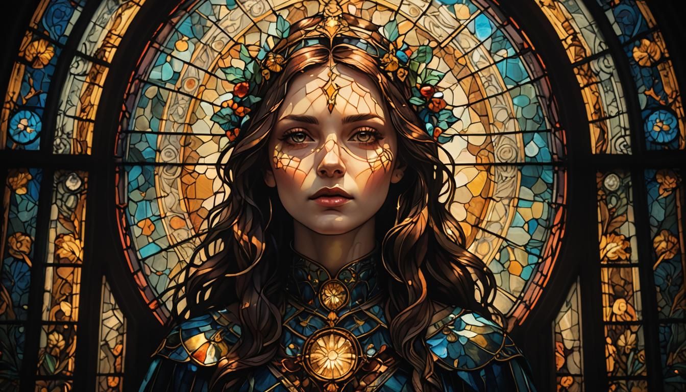 Dramatic Stained Glass in Double Exposure Style