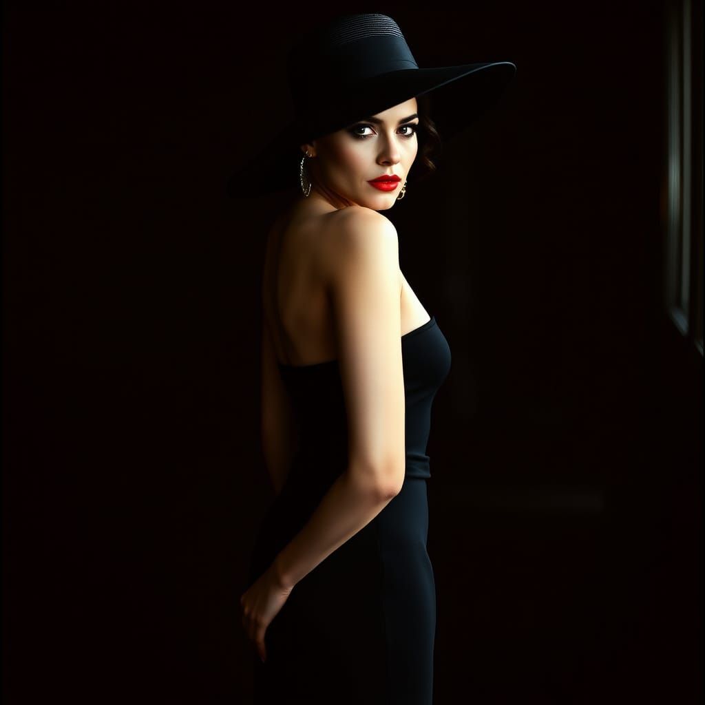 Elegant Lady in a Classic Hollywood Glamour Portrait