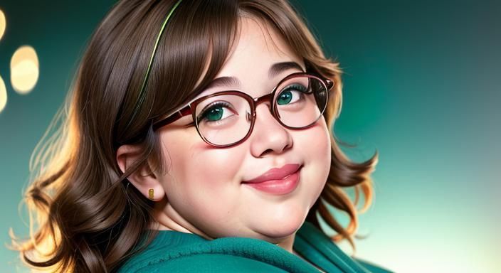 Flirty Chubby Woman Portrait with Bokeh Effect