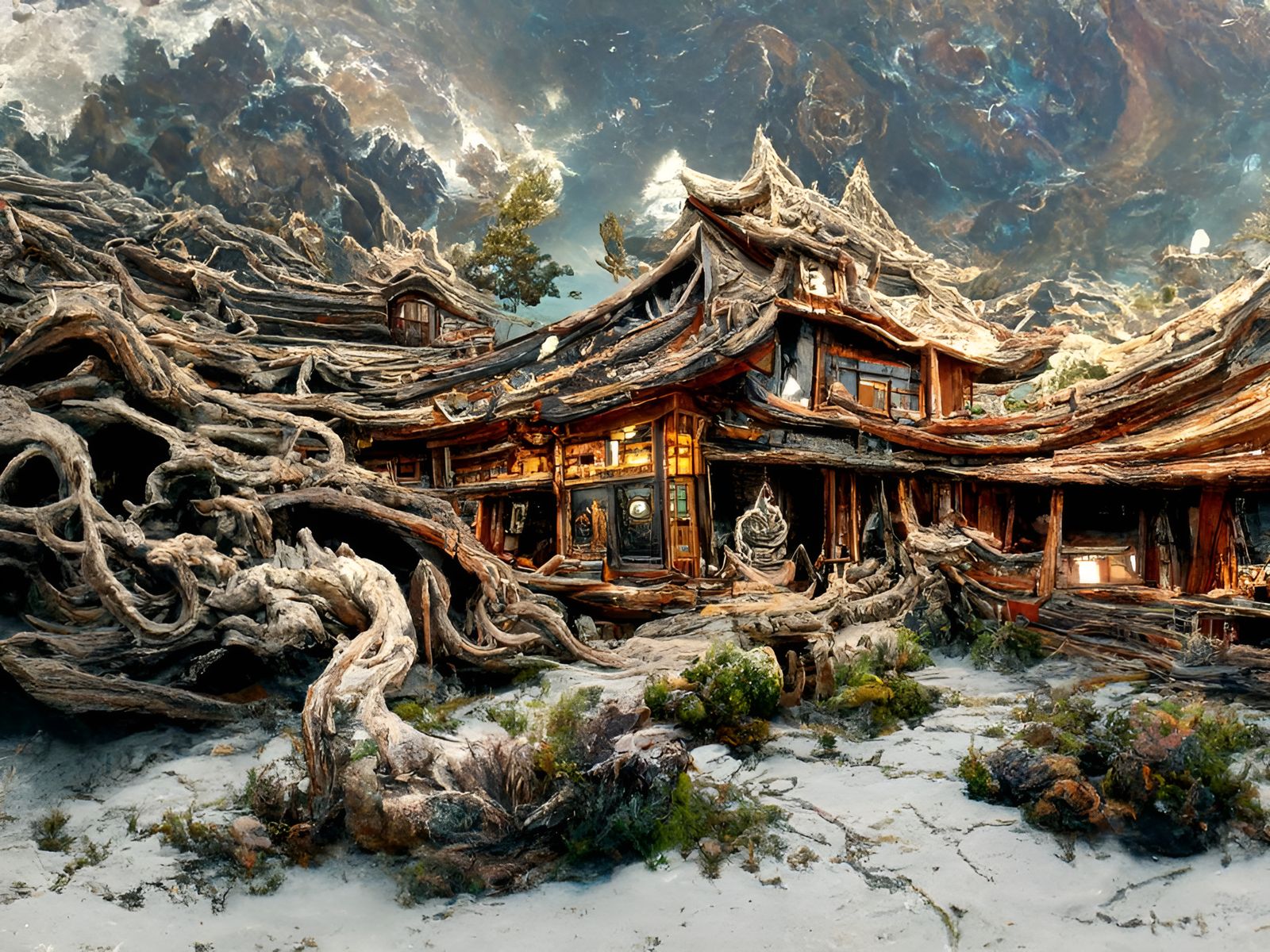 Detailed Chinese Dojo Photoillustration in Ukiyo-e Style