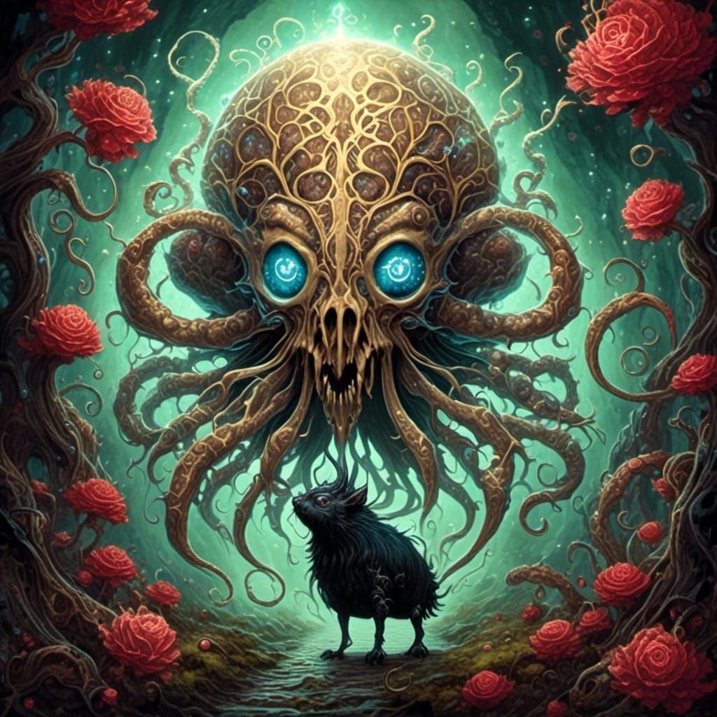 Eerie Zombie Monkey Newborn in Dark Fantasy Style