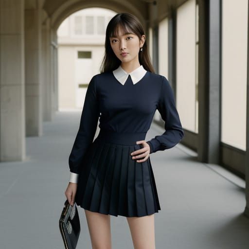 18-Year-Old Japanese Student in Stylish Uniform