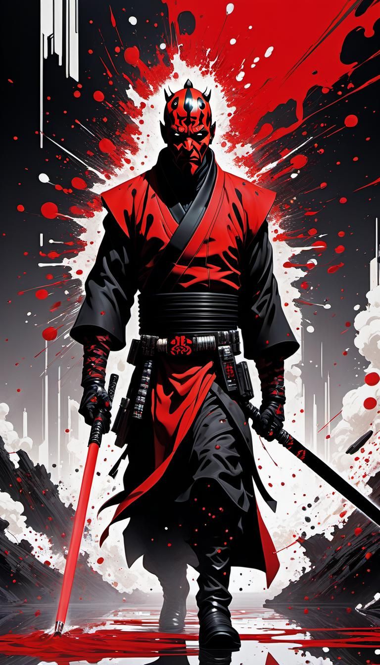 Darth Maul Illustration in Otomo Style
