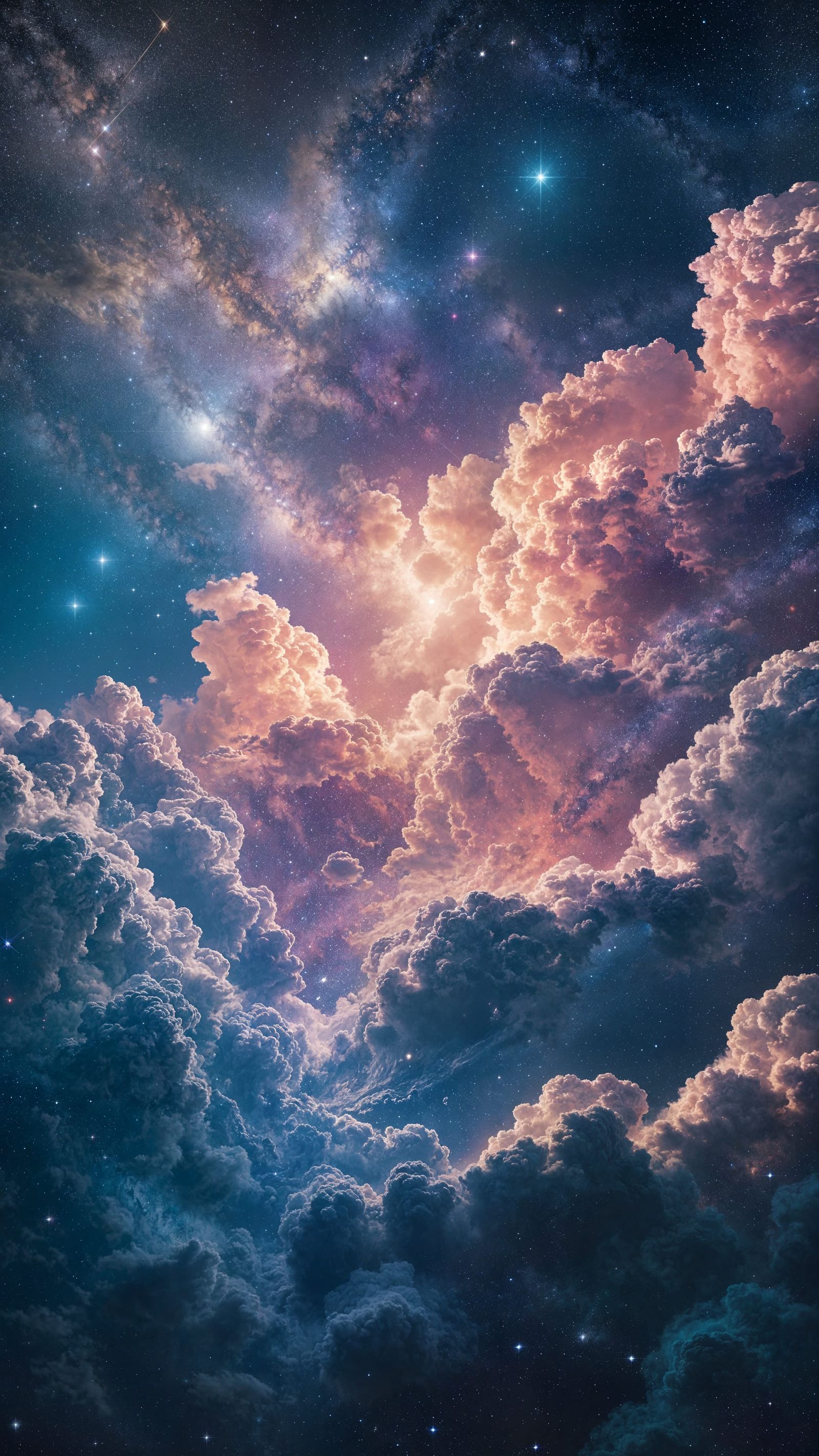 Majestic Space Cloud with Colorful Stars
