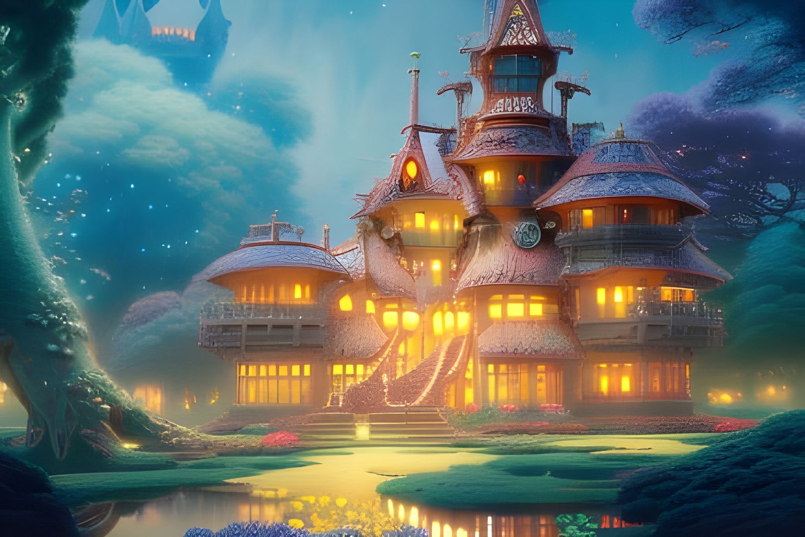 Enchanted Gingerbread Castle: Art Nouveau Rococo Fantasy