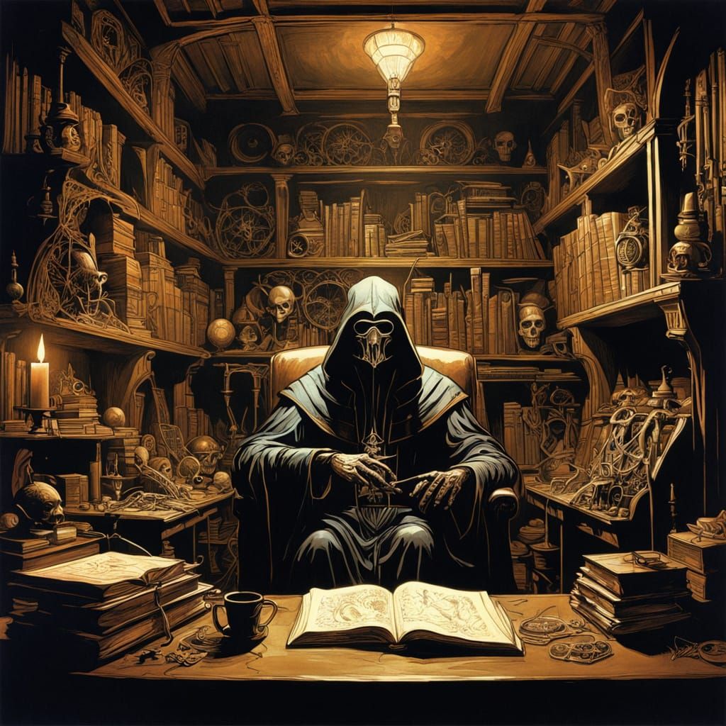 Mystical Study in Steampunk Dreamscape