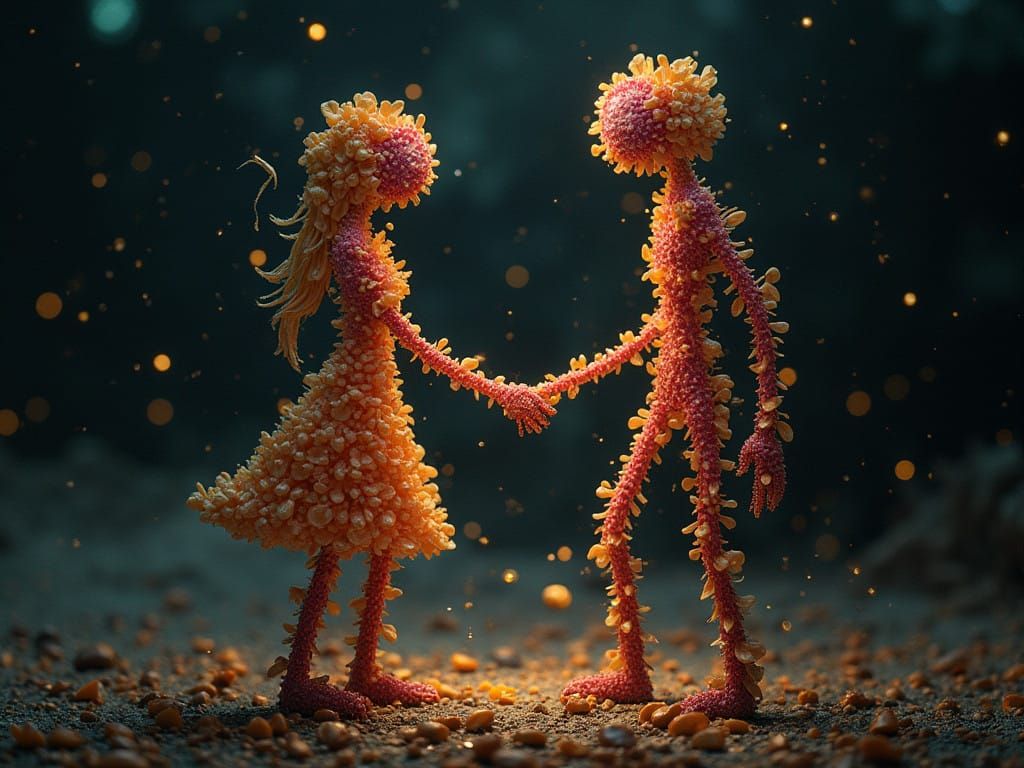 Lukas & Portia Petallic Humanoid Stick-Figures