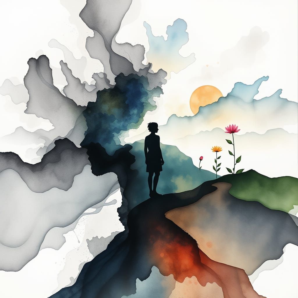 Abstract Watercolor Masterpiece Symbolizing Mental Health Jo...