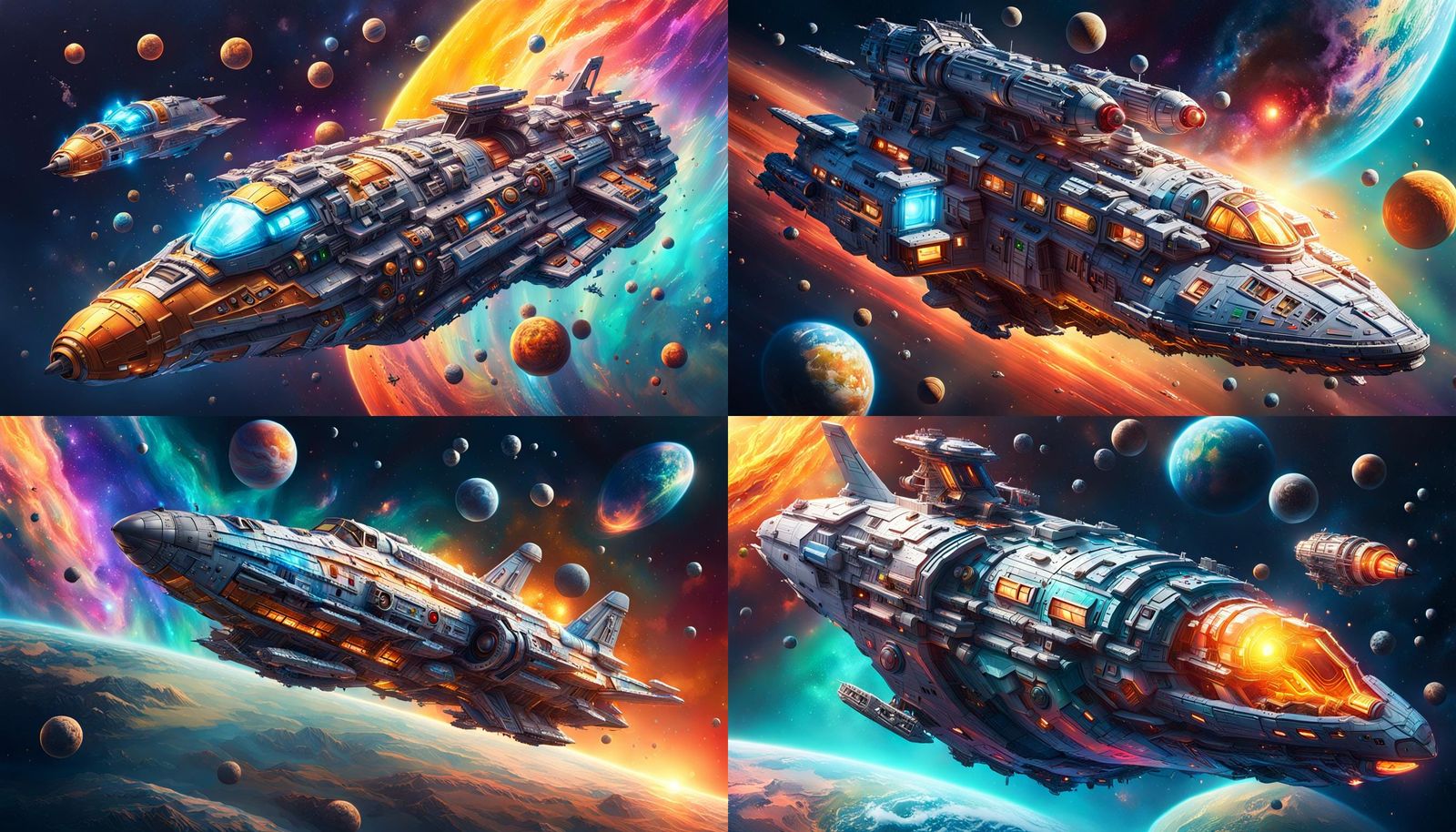 Hyperrealistic Spaceship Concept Art with Dramatic Lighting