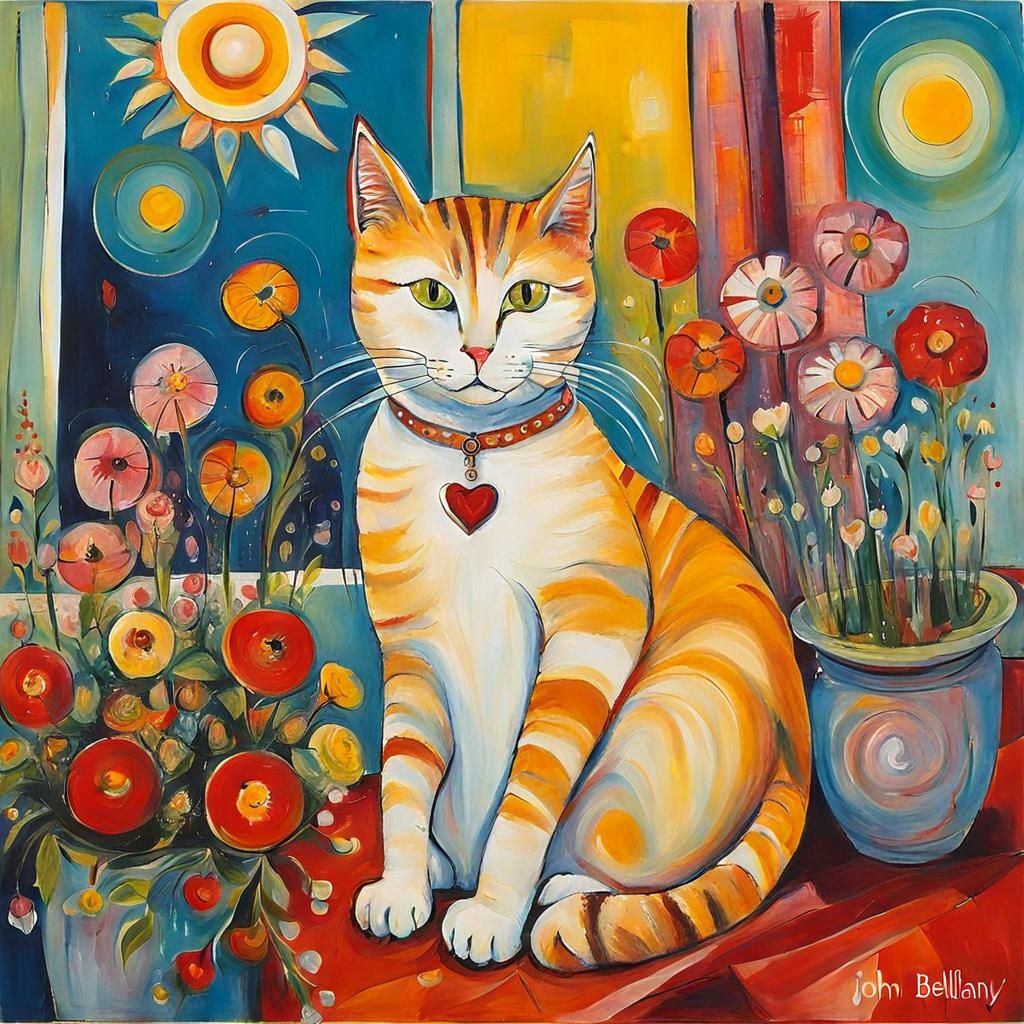 Cute Cat Portrait Inspired by Expressionism