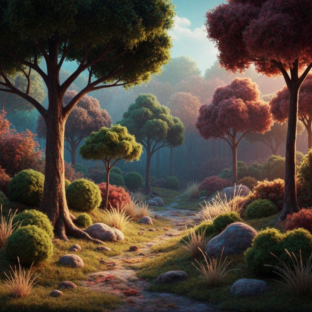 Detailed Felt Forest in a Hyperrealistic Style