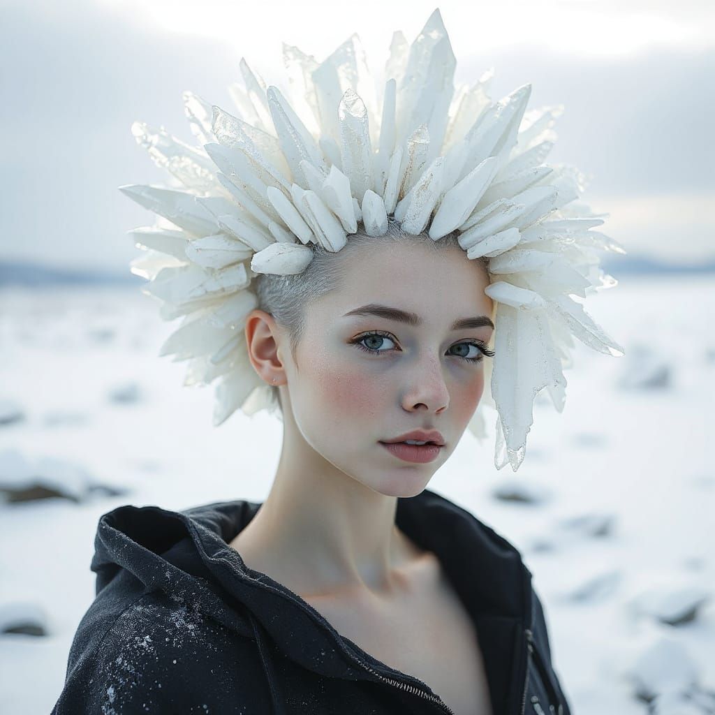 A  beautiful skin head young woman with an unusual Hairstyle