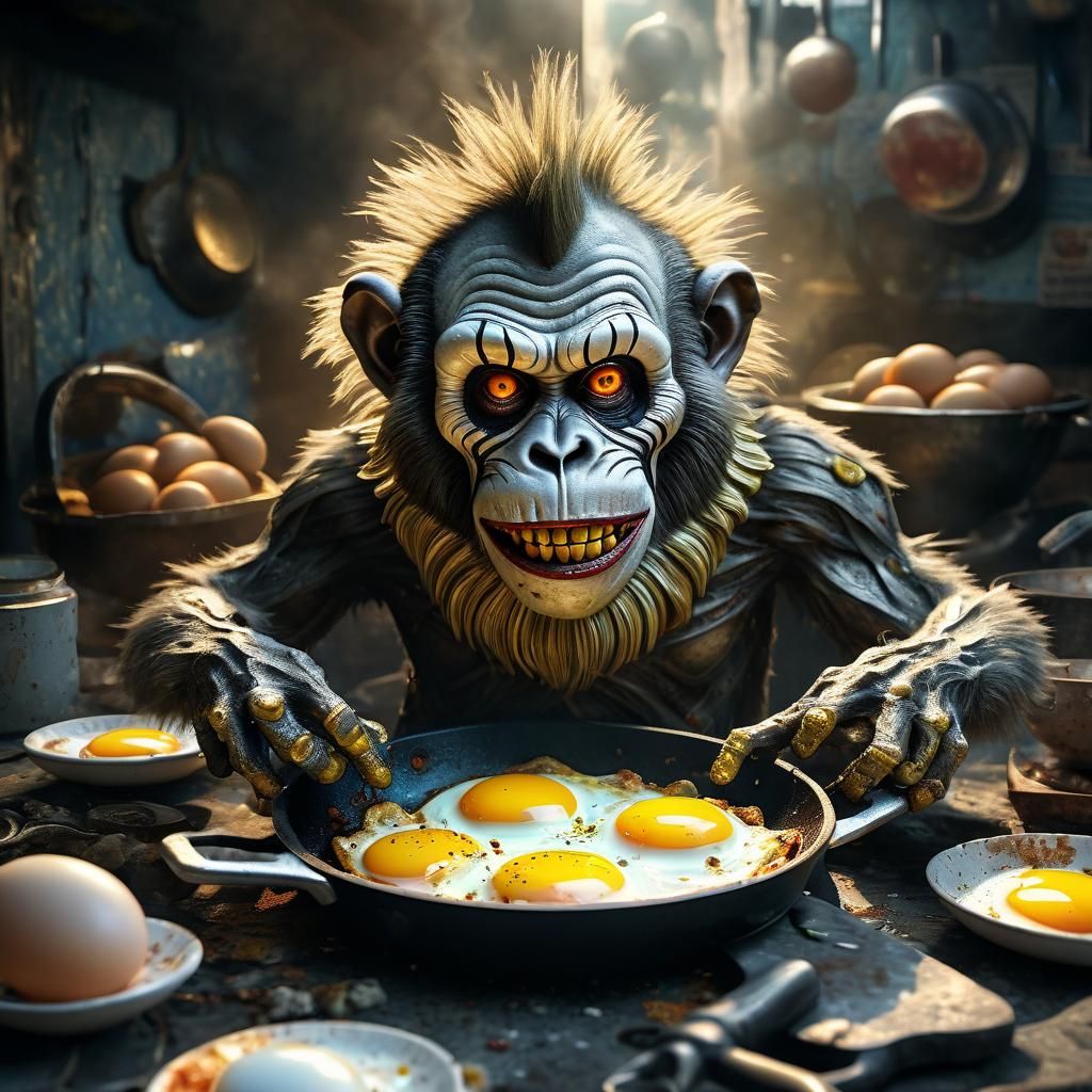 Transhumanist Zombie Monkey Monster Clown in Cosmic Surreali...