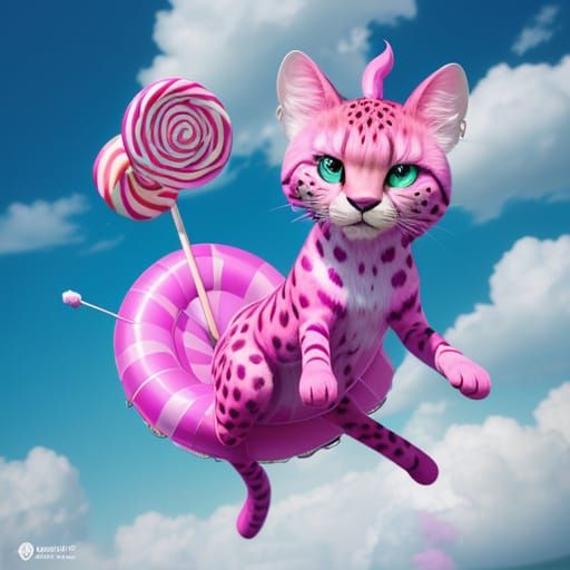 Surreal Candy Cheetah Hybrid Rides Twisted Cotton Candy