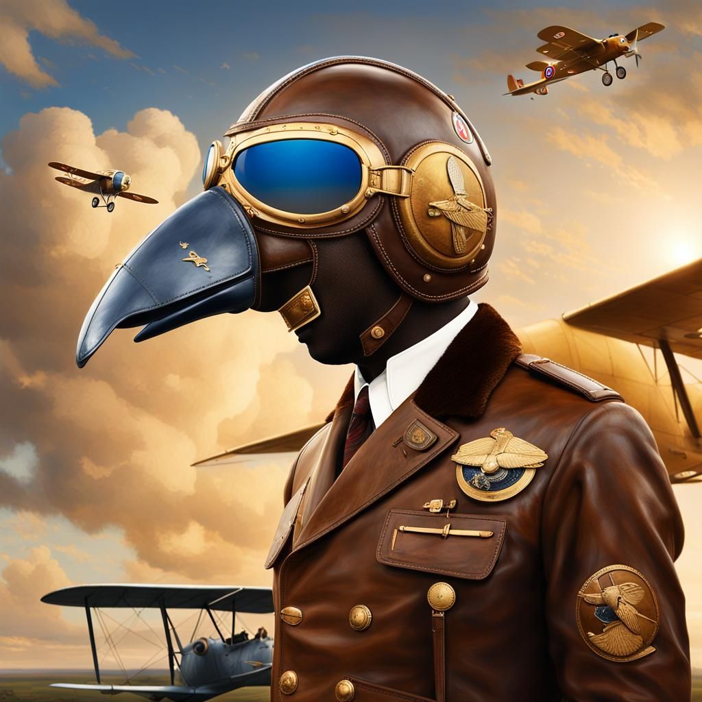 Historic Aviator Concept Art in Golden Hour Lighting