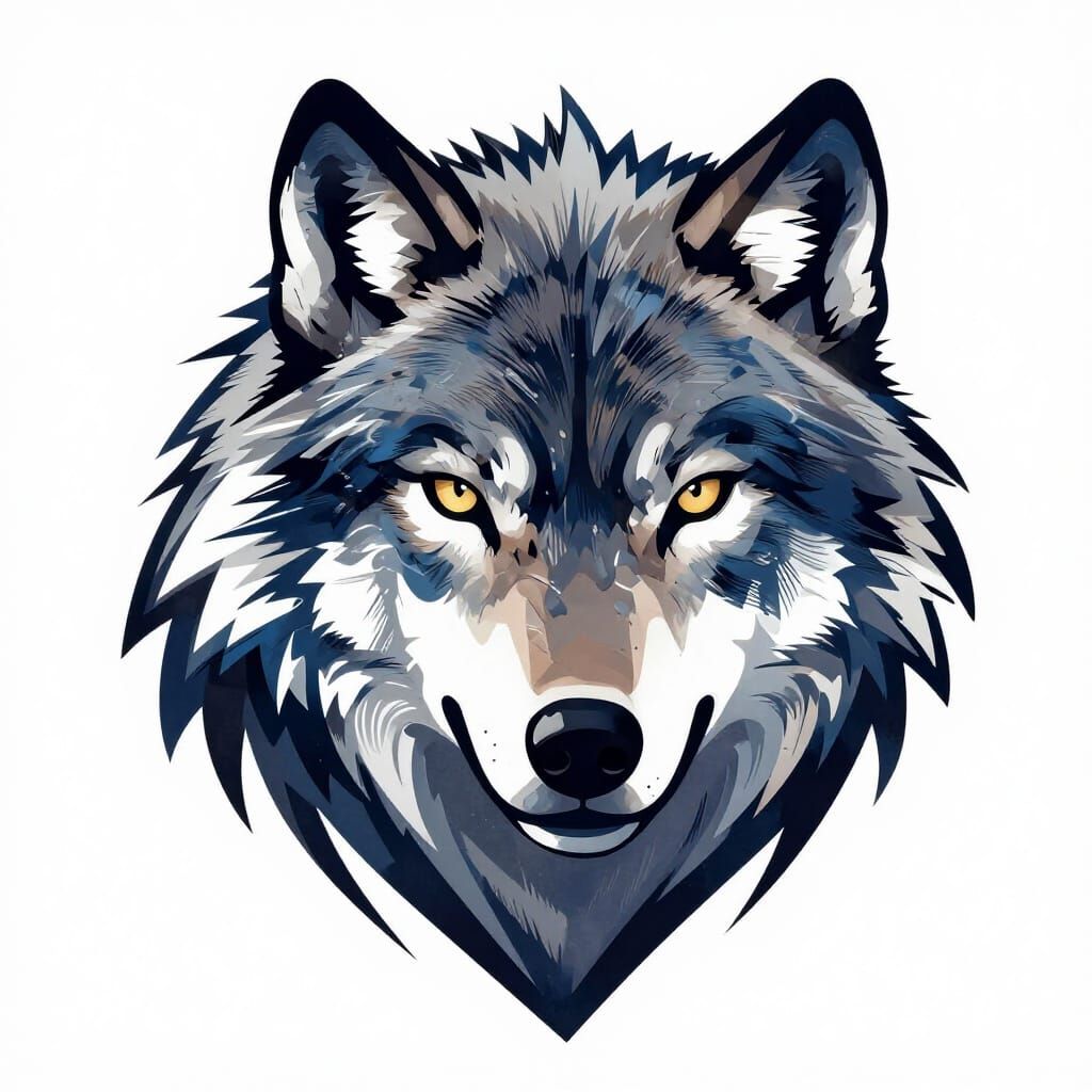 Artistic Wolf Head in Modern Graphic Style