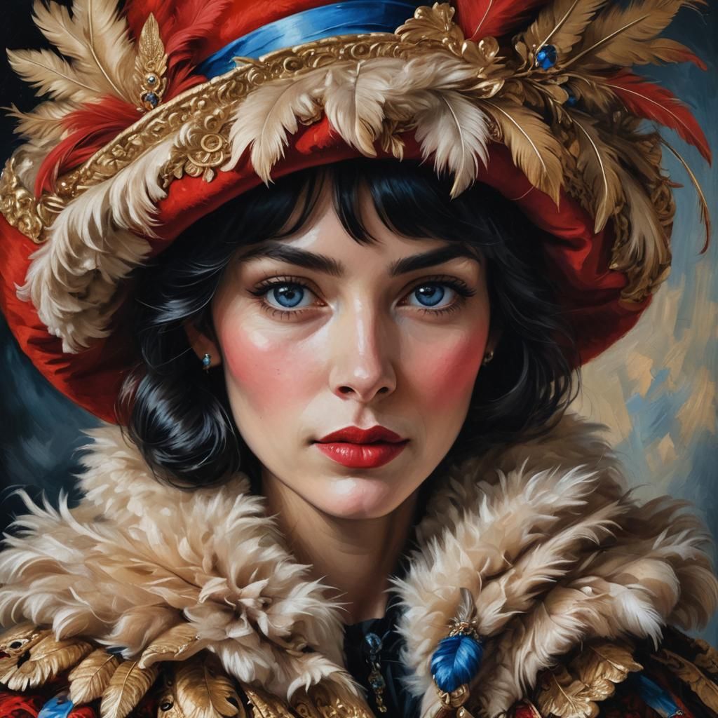 Baroque Oil Painting Portrait of Woman in Fur