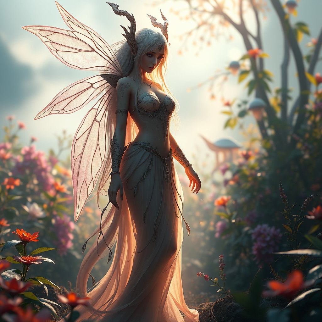 Fantasy Nymph Guardian in Dreamscape, Digital Art