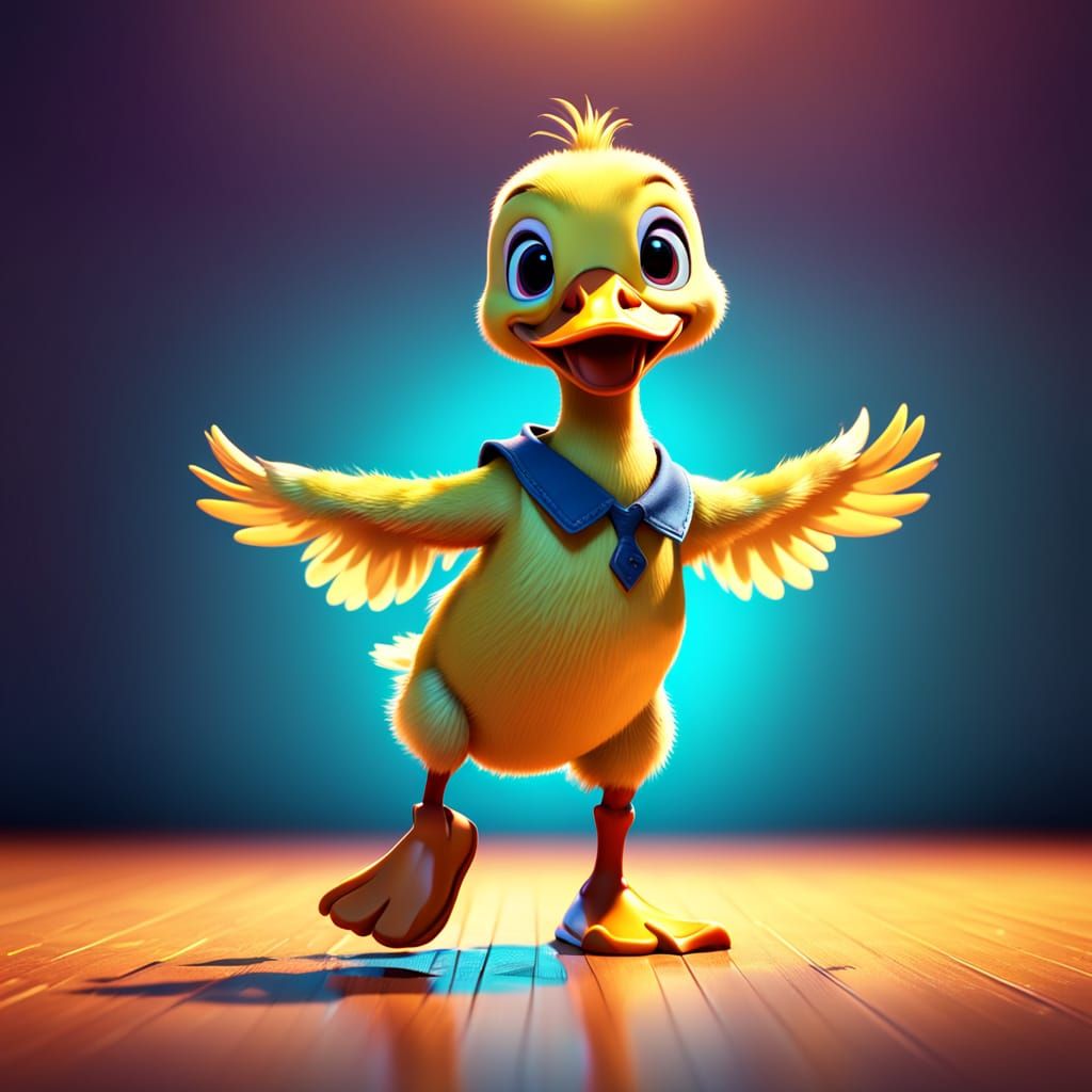 Happy Tap-Dancing Duckling in 3D Digital Art