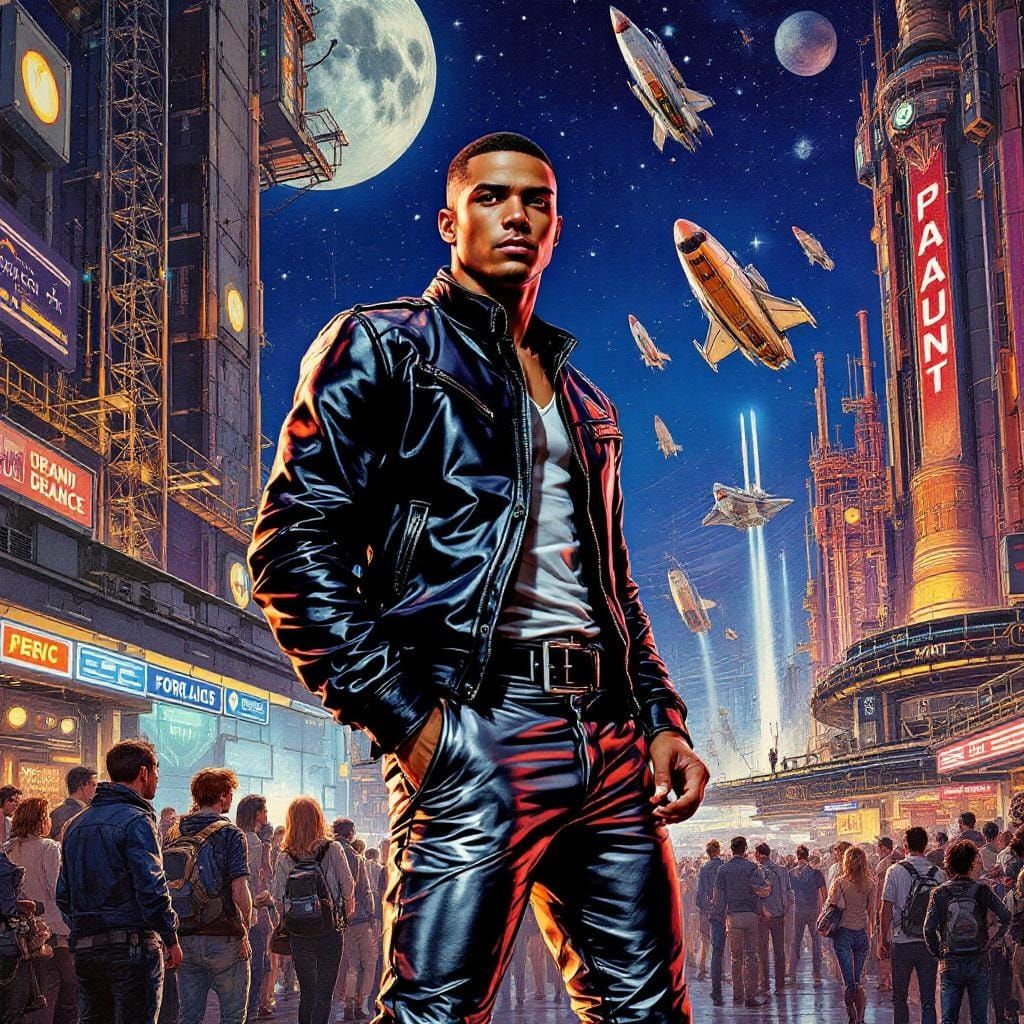 Gay Space Hero at Spaceport Terminal, in Afro-Retro-Futurism