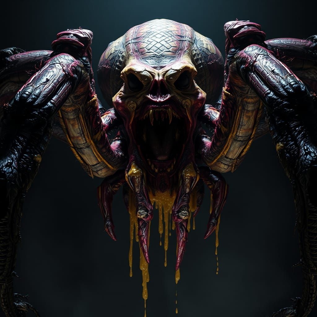 Grotesque Human Skin Spider: A Dark Fantasy Horror