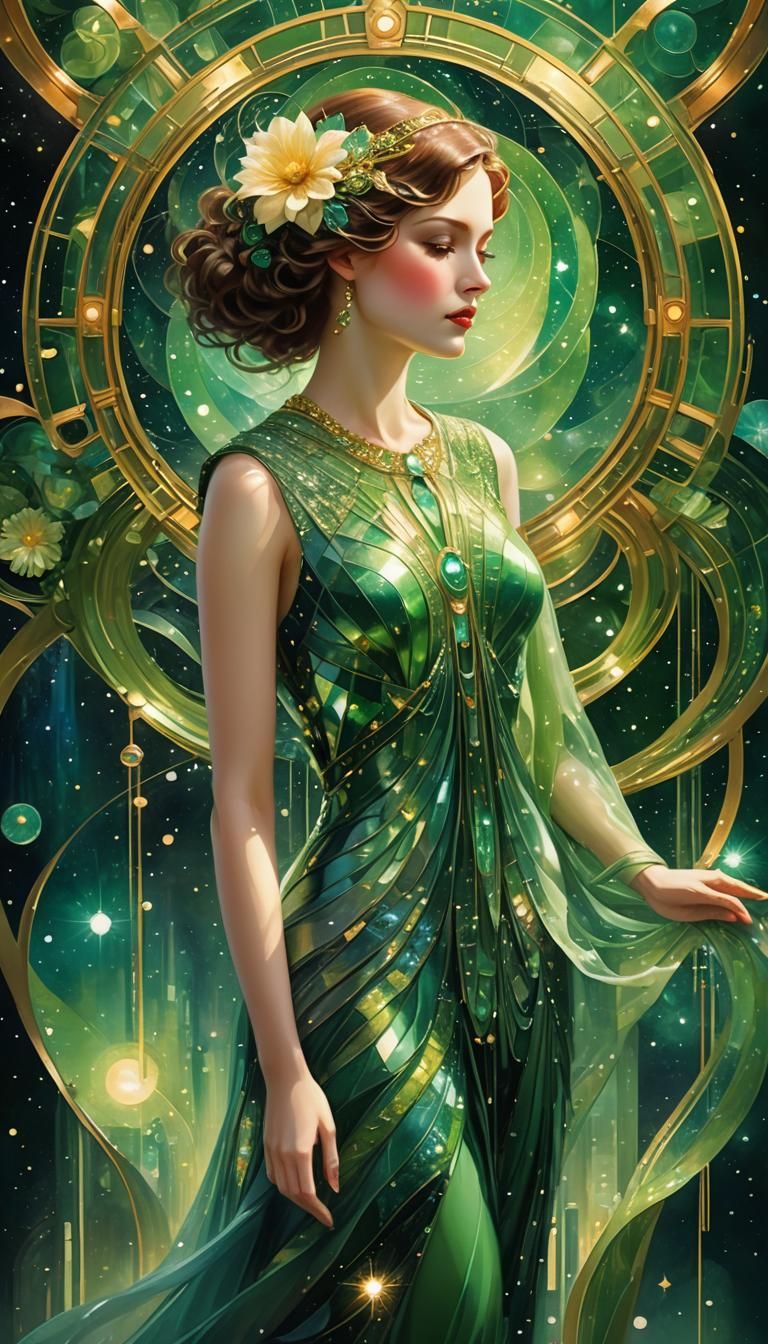 Space Art Deco Green