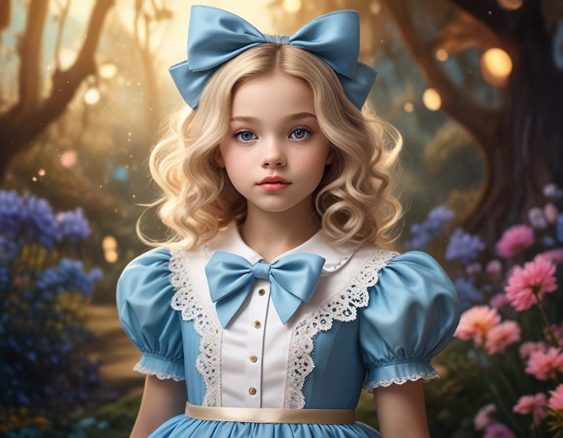 Alice in Wonderland Little Girl, Pastel Digital Art