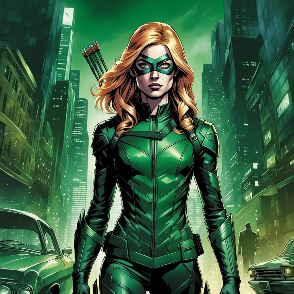 Katherine McNamara as Green Arrow in Comic Book Art