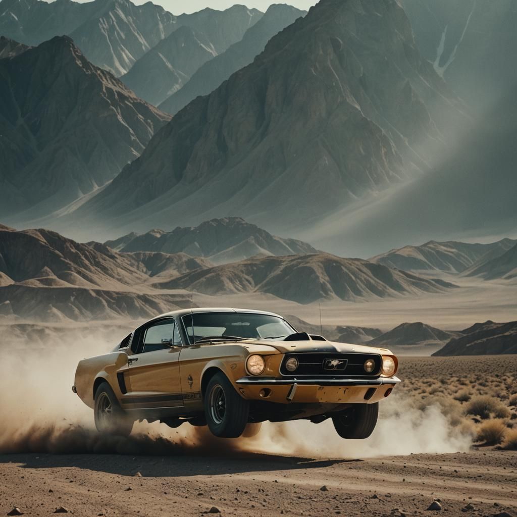 Dramatic Mustang in Cinematic Film Style
