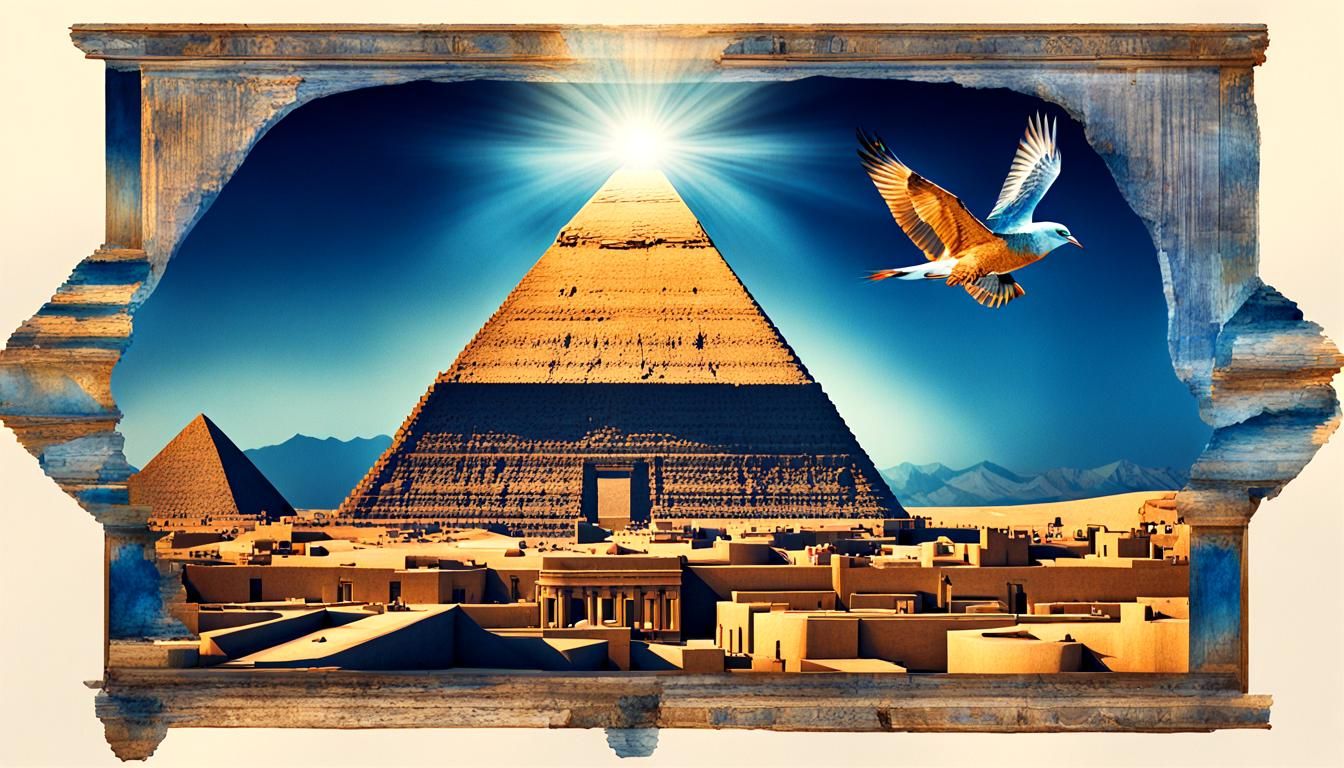 Surreal Double Exposure: Phoenix and Pyramids