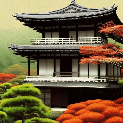 Epic Japanese House Digital Matte Painting