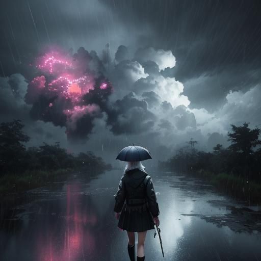 Anime Style 3D Storm Scene Concept Art