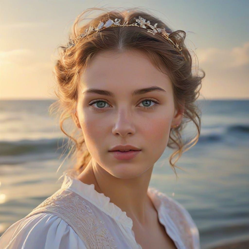 Majestic Baroque Enchantress in Luminous Blue Gown