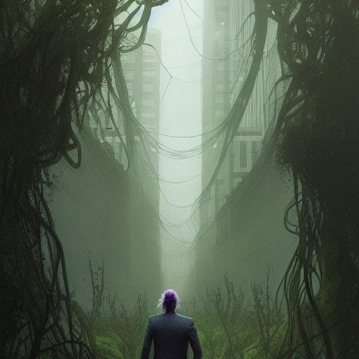 Joker in Overgrown City by Greg Rutkowski