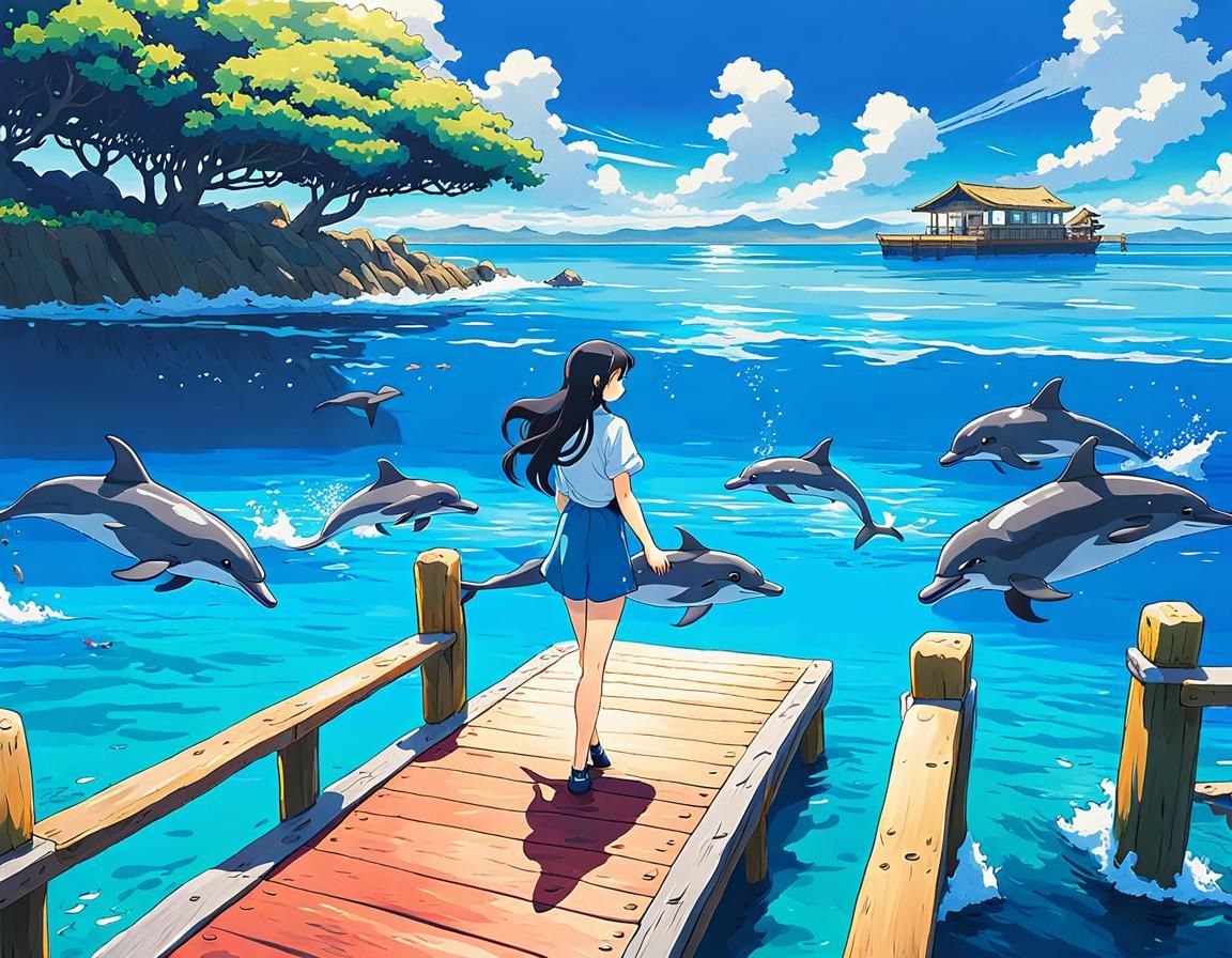 Dolphins by the Dock - anime