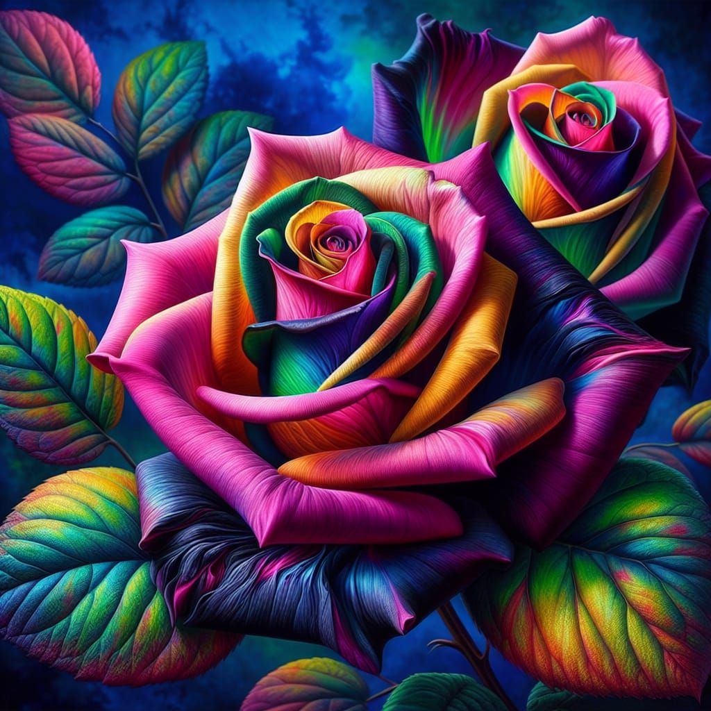 Surrealistic Roses in Vibrant Hues
