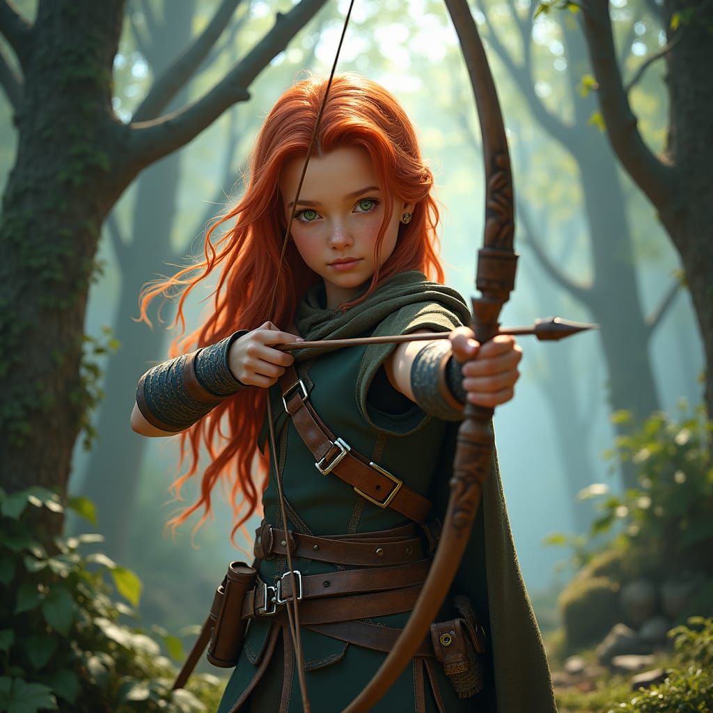 Mystical Forest Archer in Ethereal Light