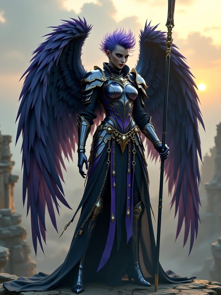 Angelic Guard with Eagle Wings on Tower