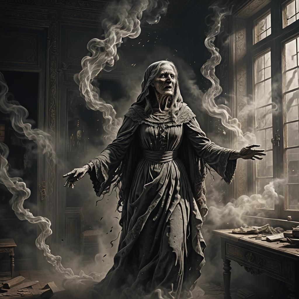 Ethereal Woman's Ghost Advances in Dark Digital Art
