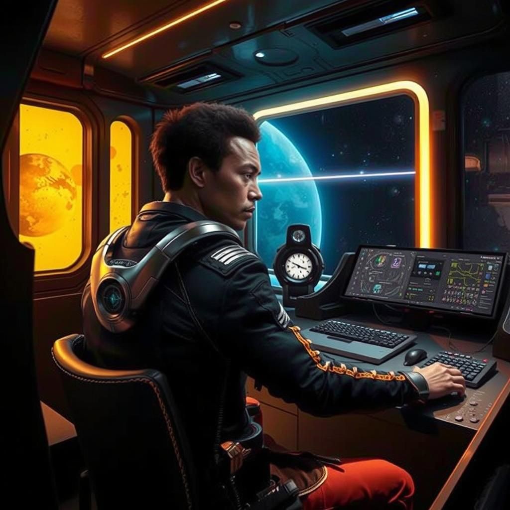 Retro-Futuristic African Captain of Intrigue in Sci-Fi